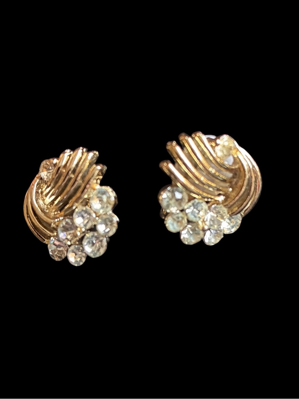 Gold Crystal Cluster Clip-on Earrings - Women's Jewelry